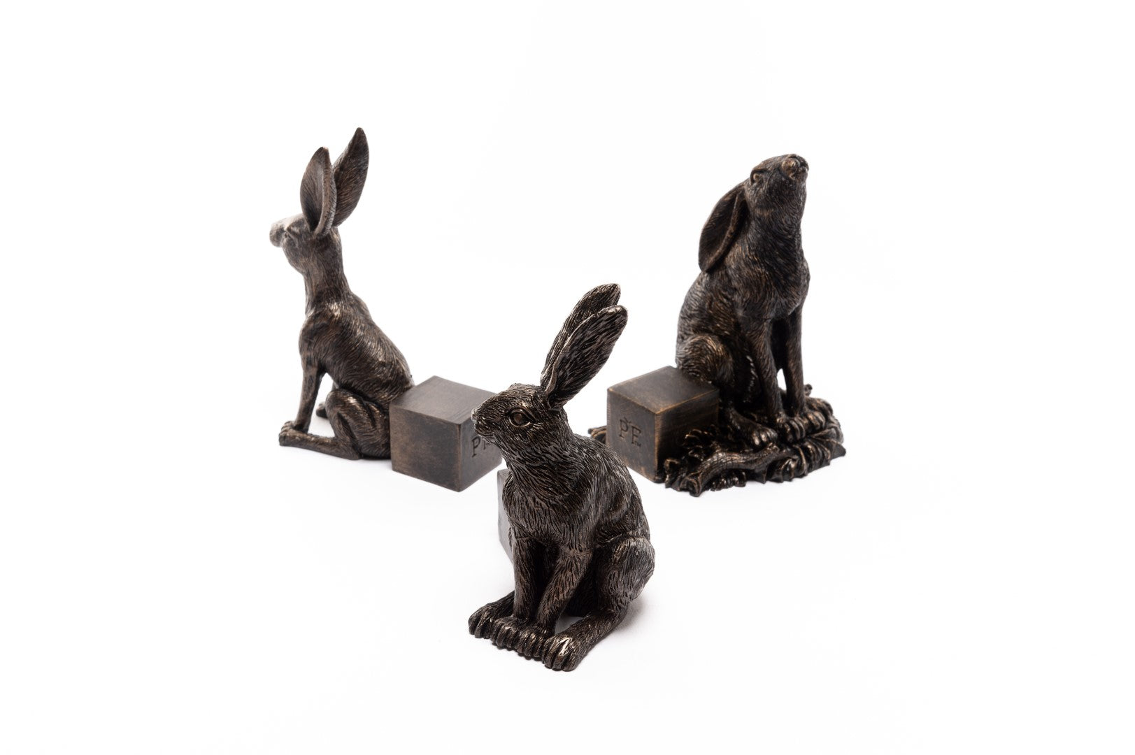 Antique Bronze Set of Hares Plant Pot Feet - Set of Three