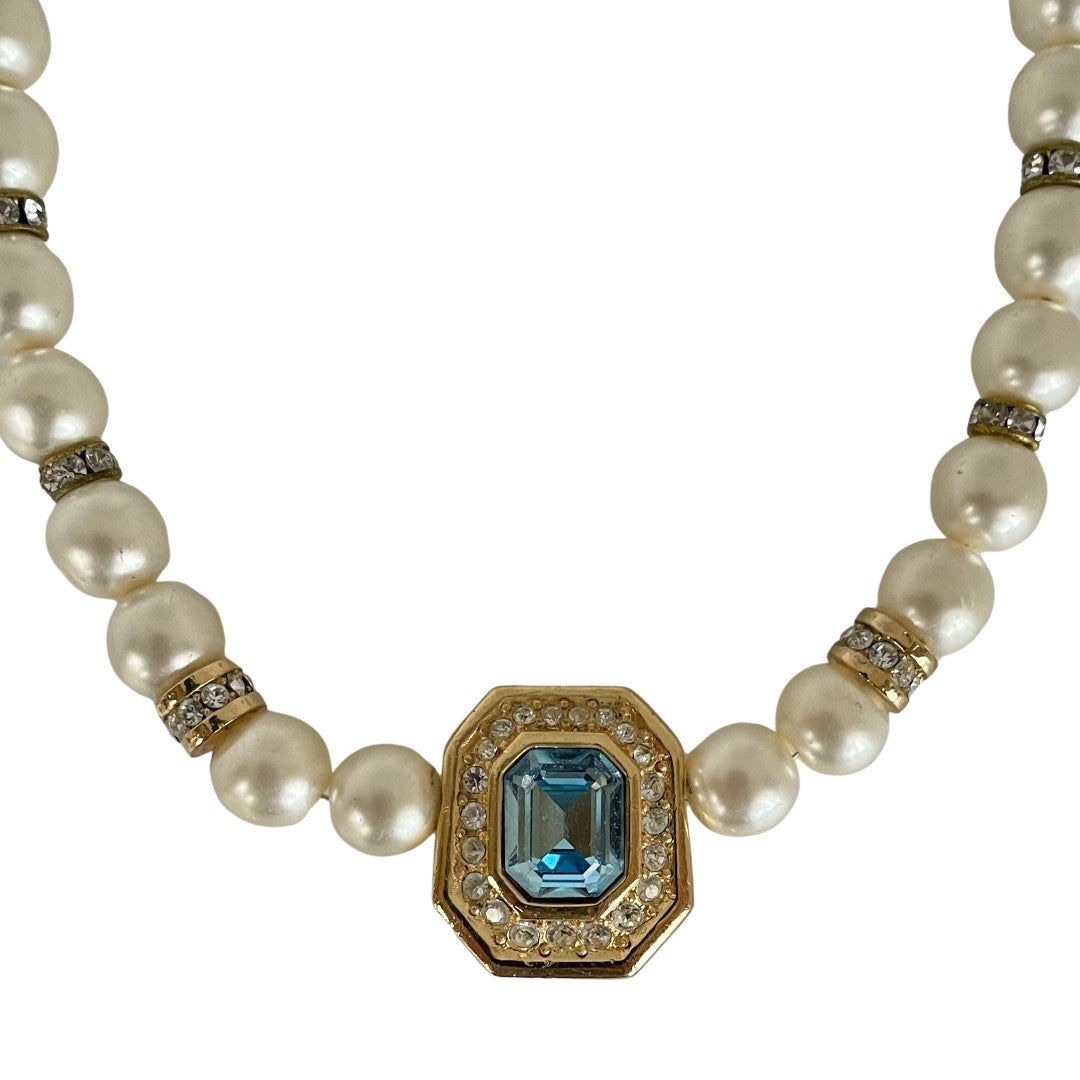 Christian Dior Vintage Necklace with Faux Aquamarine, 1980s