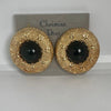 A pair of Vintage Christian Dior Large Onyx Glass Clip On Earrings