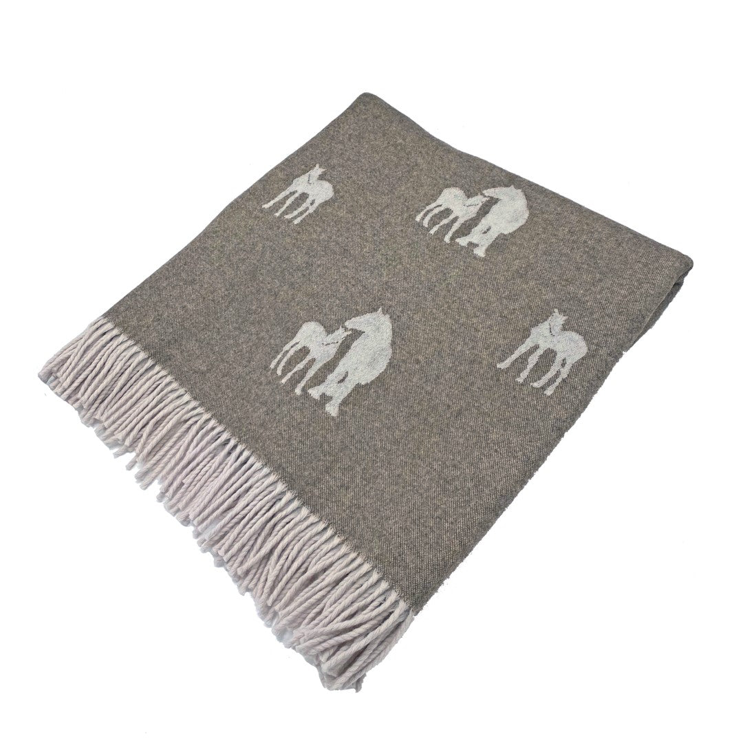 Horse Luxury Merino Throw, Chestnut