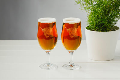 A Pair of Highland Cow Engraved Craft Beer Glasses