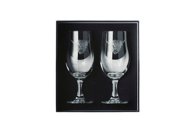 A Pair of Highland Cow Engraved Craft Beer Glasses