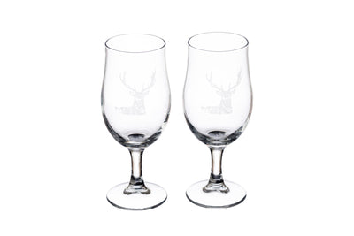 A Pair of Stag Engraved Craft Beer Glasses