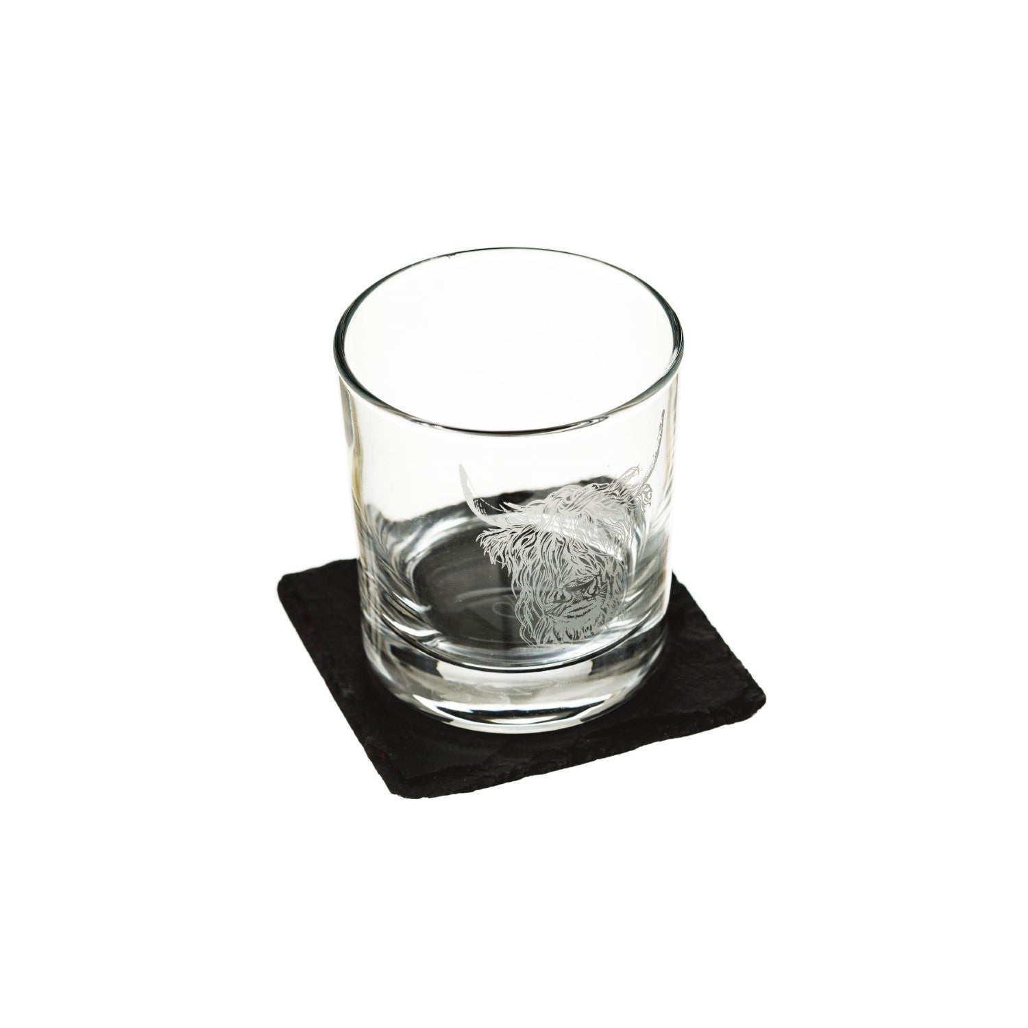 Highland Cow Tumbler with Slate Coaster
