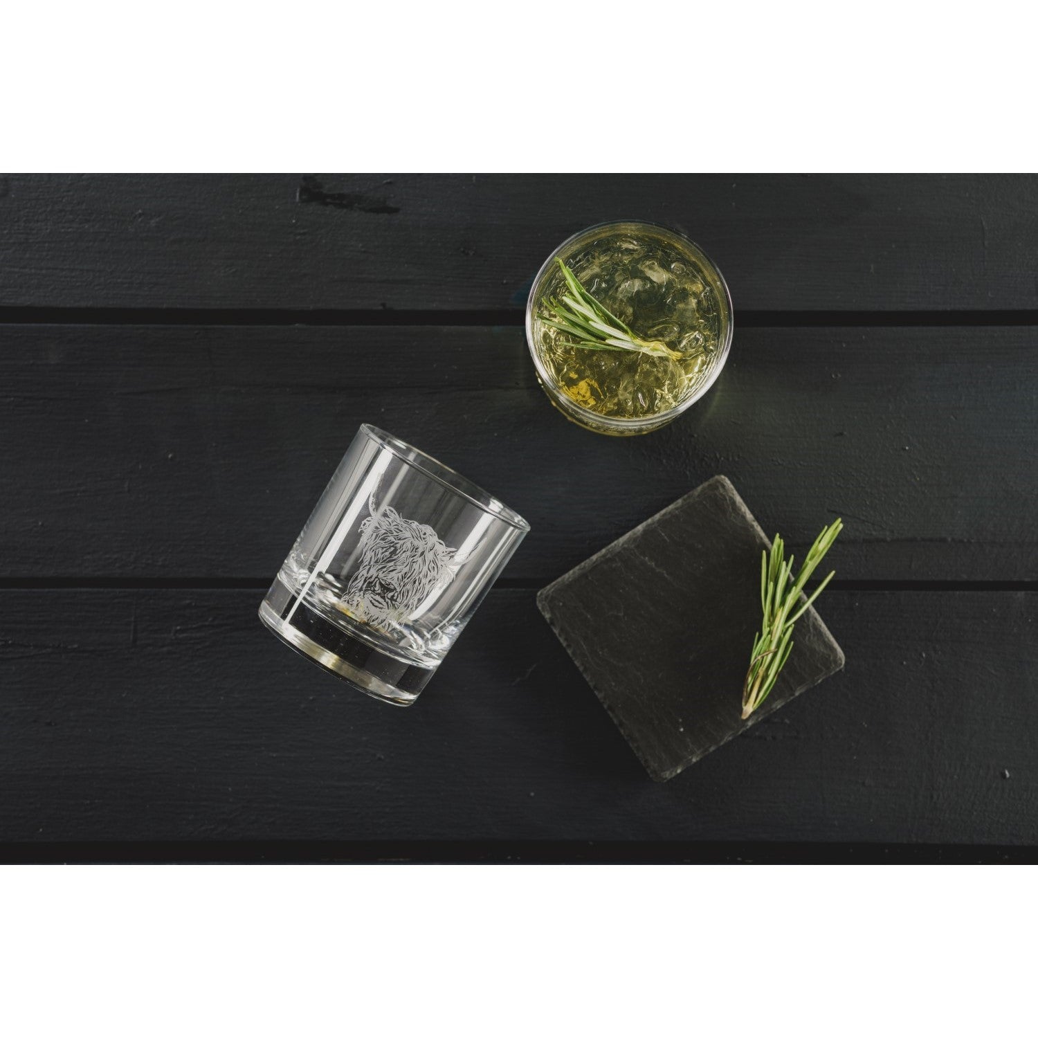 Highland Cow Tumbler with Slate Coaster