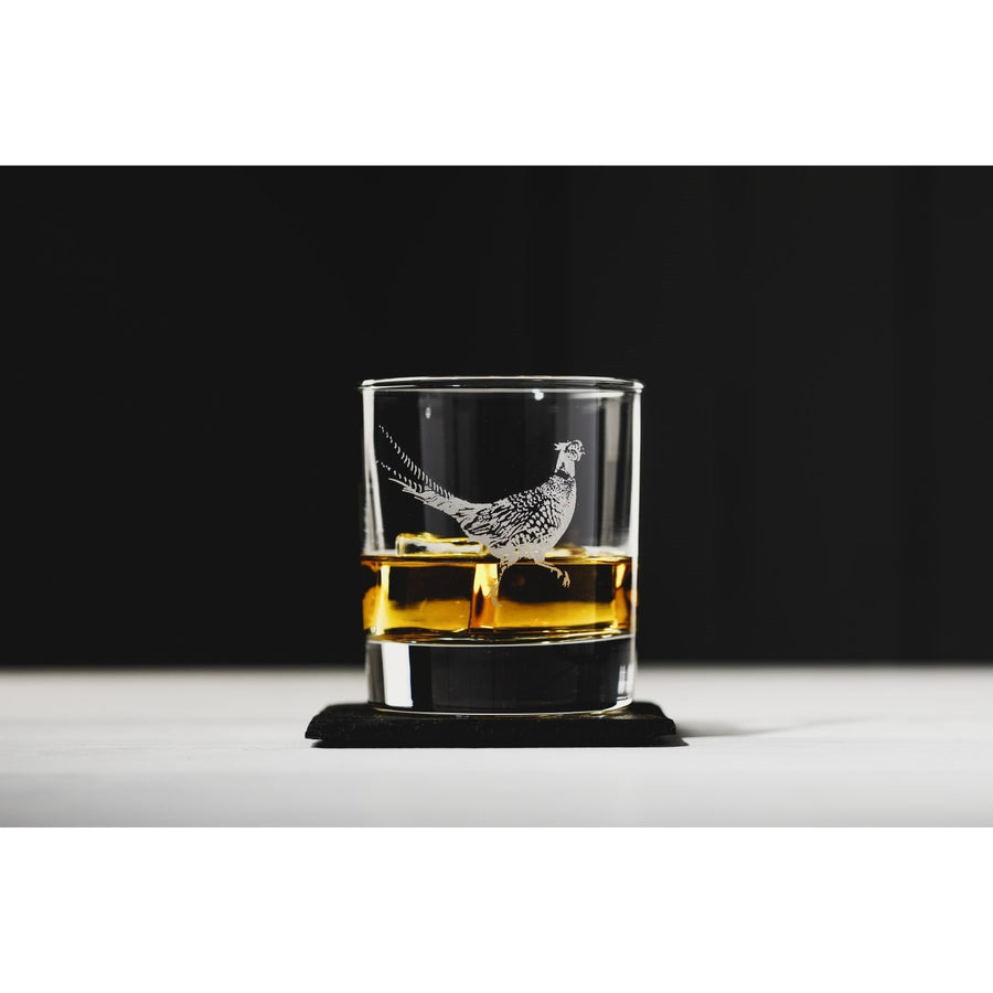 Pheasant Engraved Tumbler and Slate Coaster