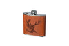 Engraved Leather Hip Flask - Stag
