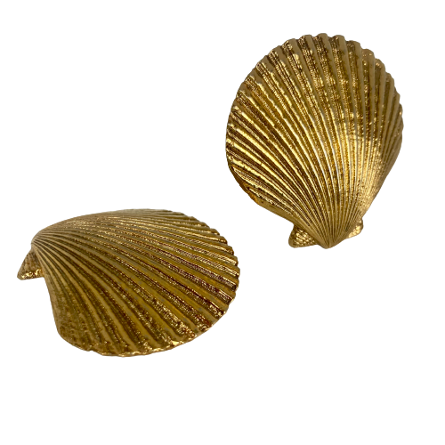 A Pair of Vintage Yves Saint Laurent Large Shell Clip Earrings