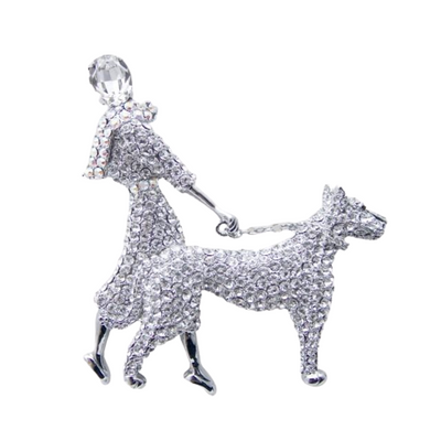 A Butler & Wilson Large Crystal Lady and Dog Brooch