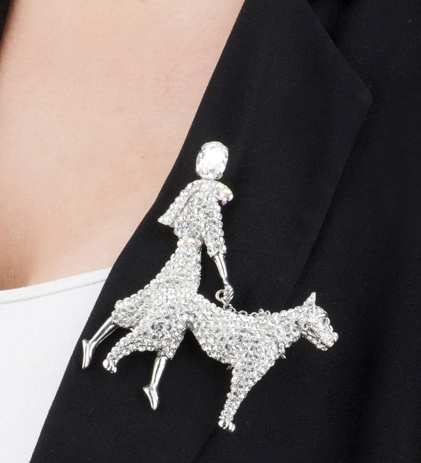 A Butler & Wilson Large Crystal Lady and Dog Brooch