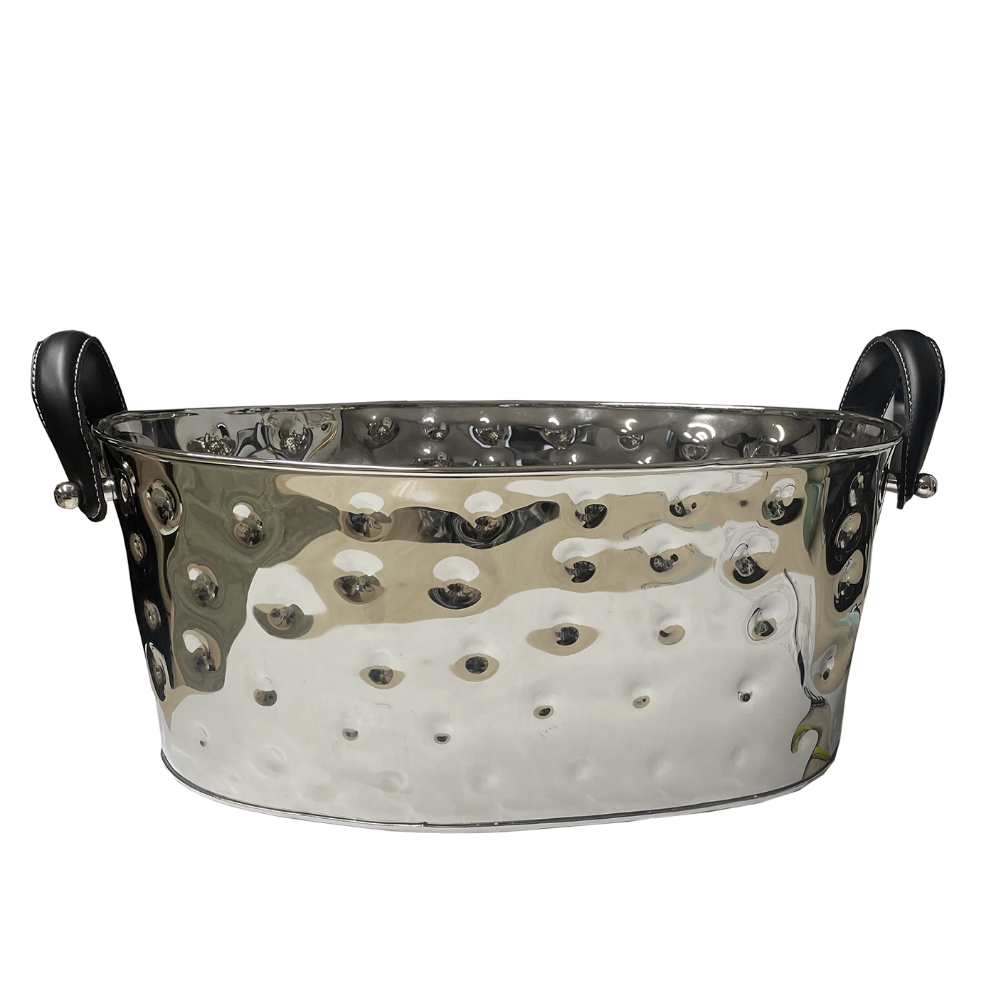 Champagne Bath with Black Leather Handles