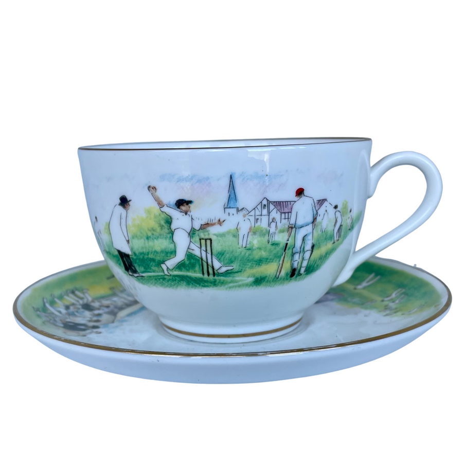 A Vintage Royal Worcester Cricket Cup and Saucer