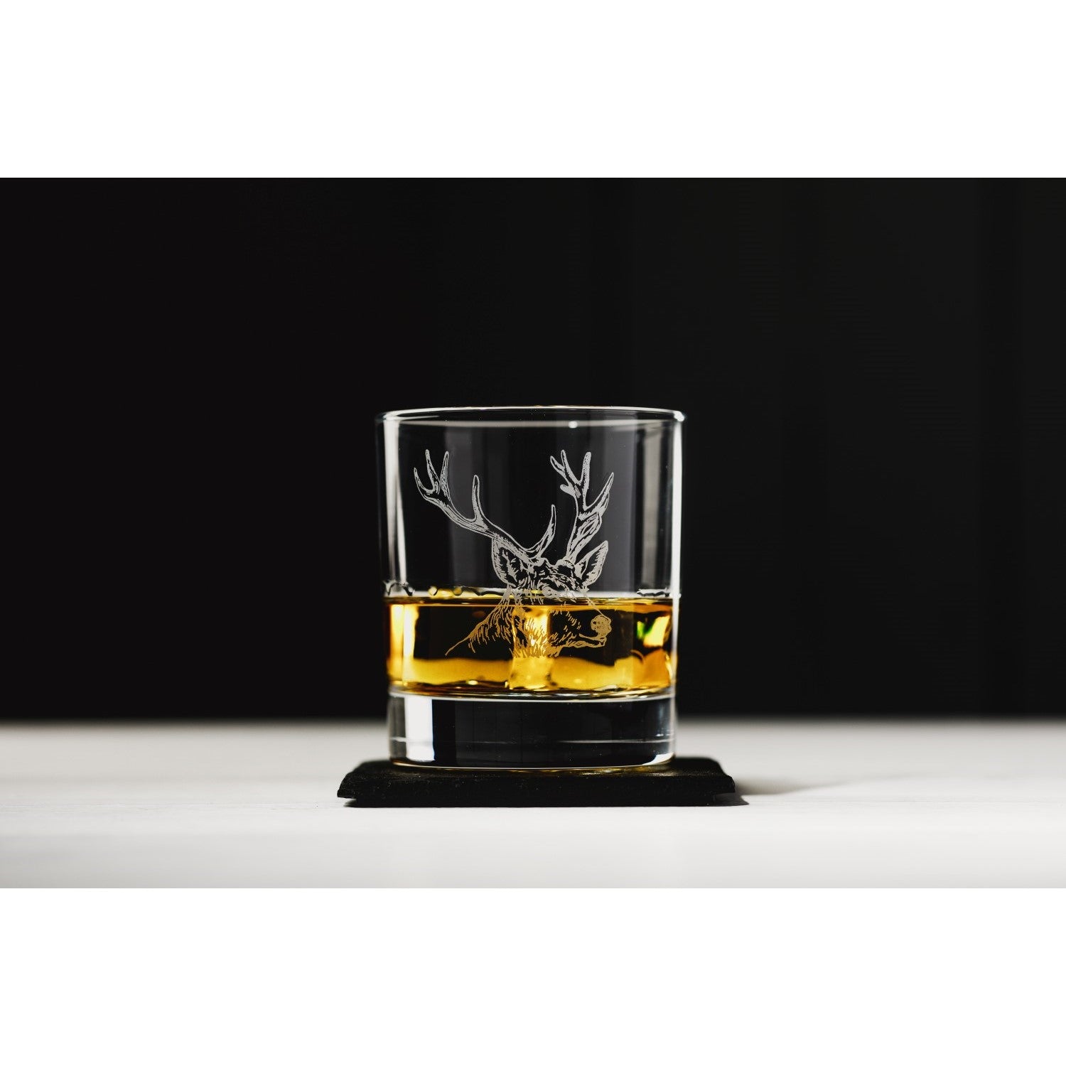 Stag Engraved Tumbler with Slate Coaster