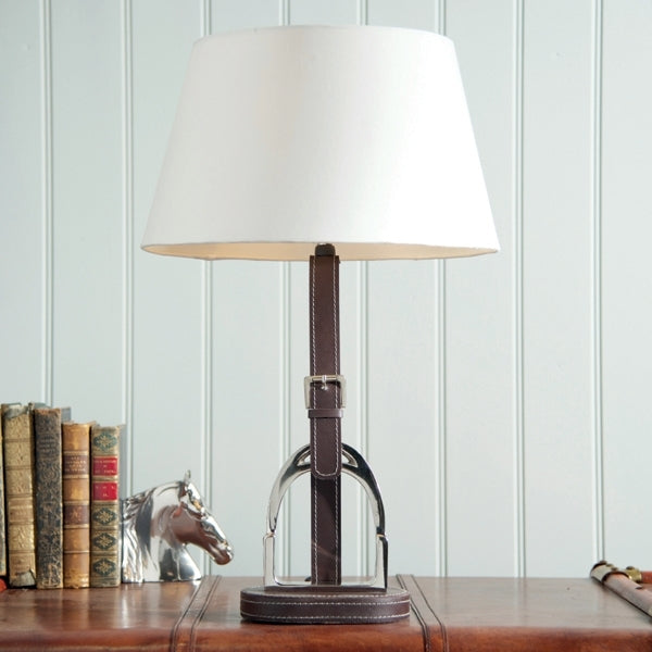 Stirrup Lamp with Brown Leather - annabeljames