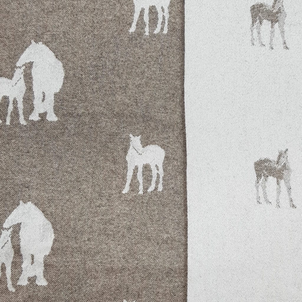 Horse Luxury Merino Throw, Chestnut