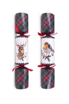 Traditional Tartan Robin and Stag Christmas Crackers, box of 8
