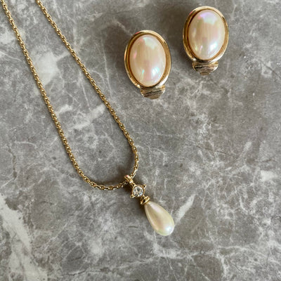 A Christian Dior Vintage Necklace with Tear Drop Faux Pearl Pendant