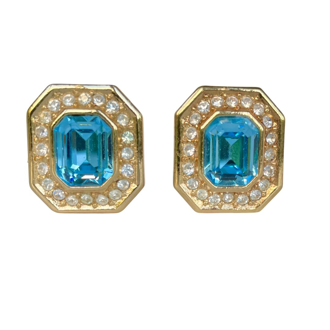 Vintage Christian Dior Aqua Earrings