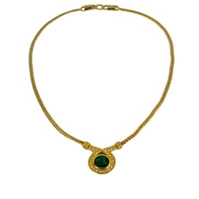 A Christian Dior Vintage  Gold Plated Necklace with Faux Emerald