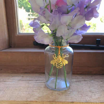 Mini Bottle Vase with Gold Bee Charm