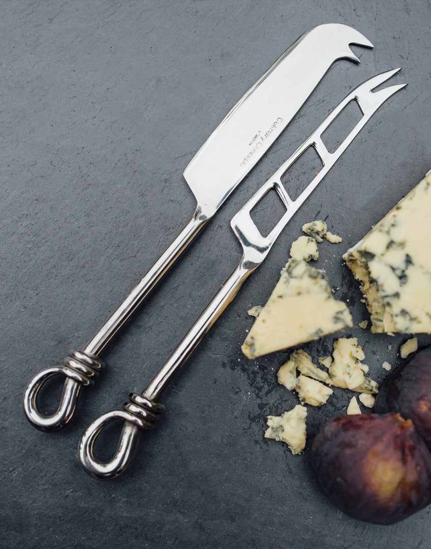 Polished Knot Cheese Knives, Set of 2