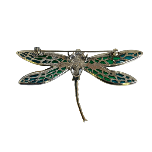 A Vintage Art Nouveau Style Silver Dragonfly Brooch