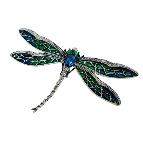 A Vintage Art Nouveau Style Silver Dragonfly Brooch