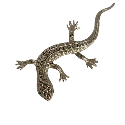 A Mid Century Silver and Marcasite Lizard Brooch