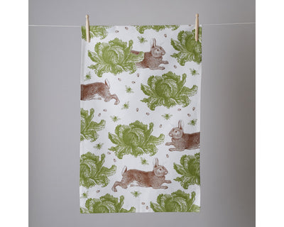Rabbit and Cabbage Tea Towel - annabeljames