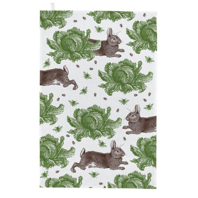 Rabbit and Cabbage Tea Towel