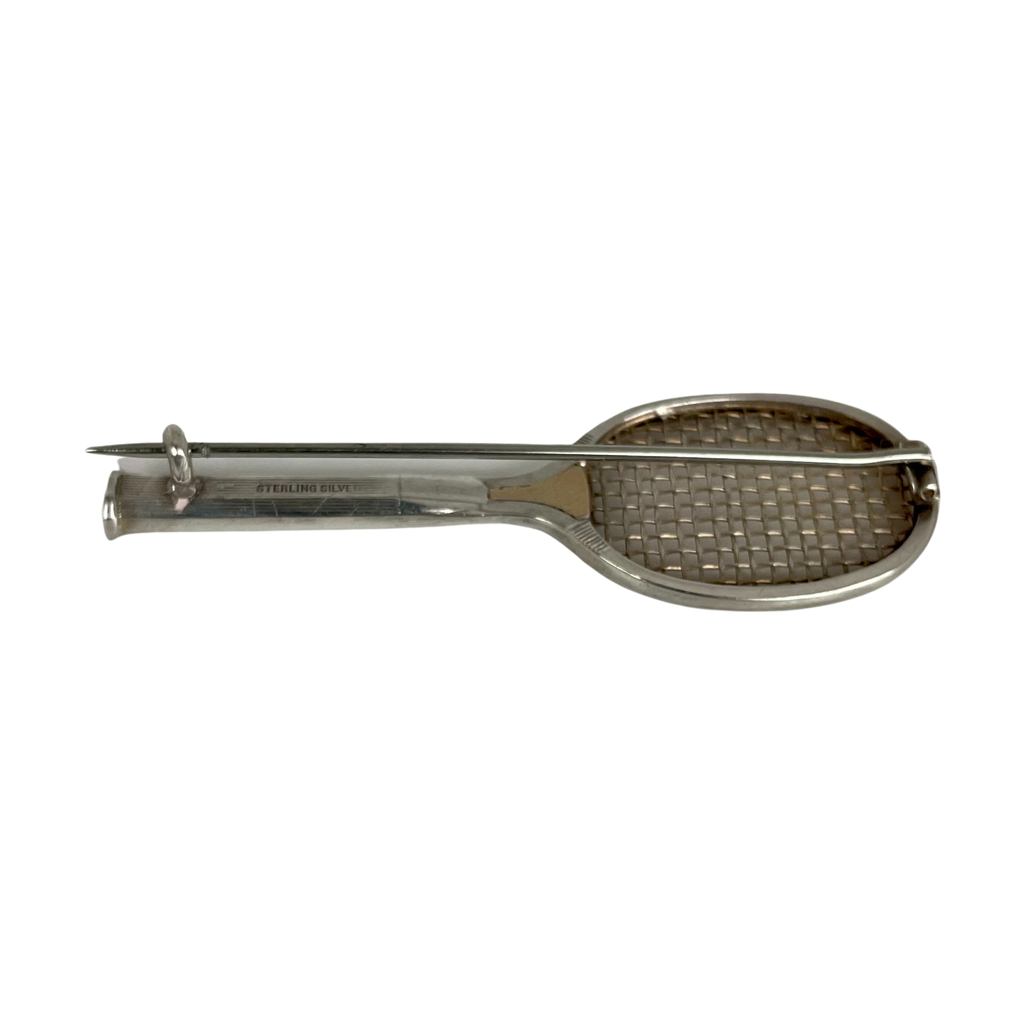 A Vintage 18ct Gold Plated Silver Tennis Brooch with Gold Highlights