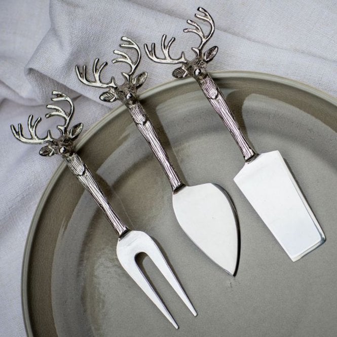 Set of Three Stag Head Cheese Knives