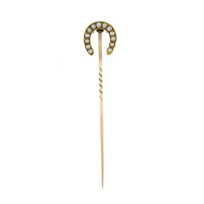A late 19th Century Gold and Pearl Horseshoe Pin