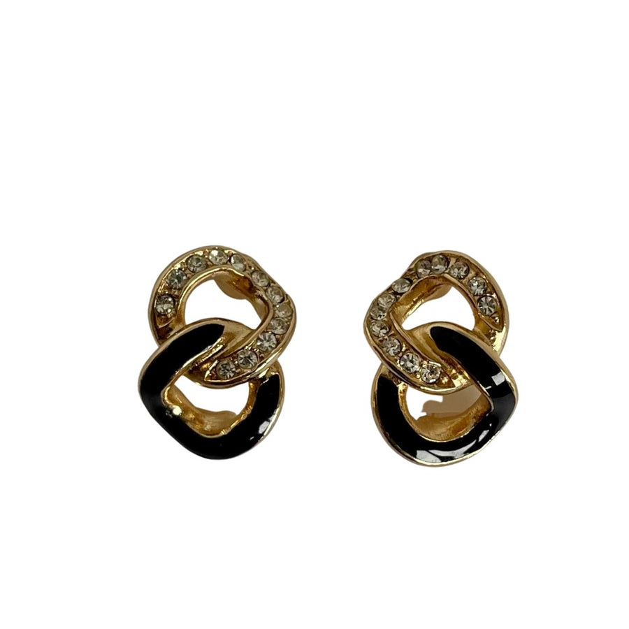 A pair of  Vintage Christian Dior Earrings with Black Enamel